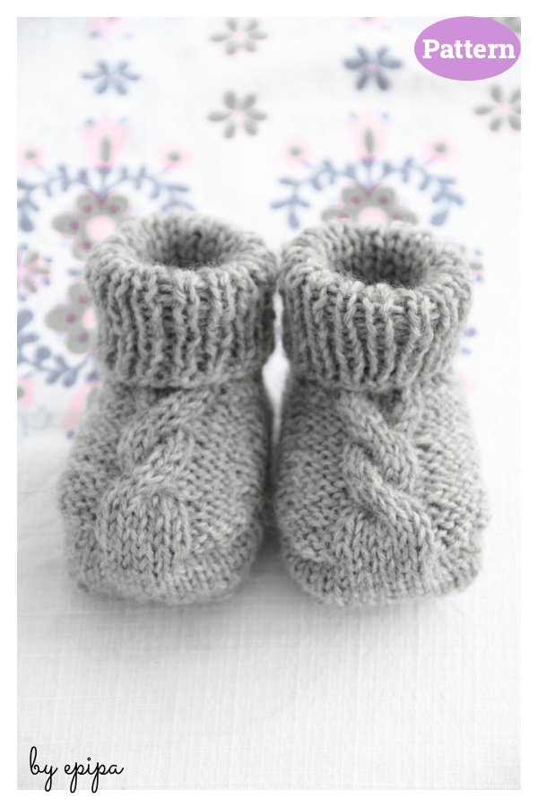 Epipa Cable Baby Booties Knitting Pattern 