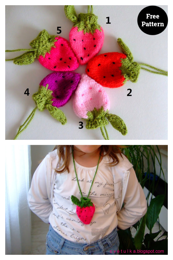 Strawberry Coin Bag Free Knitting Pattern