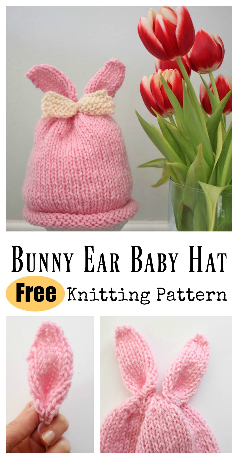 Bunny Ear Baby Hat Free Knitting Pattern 