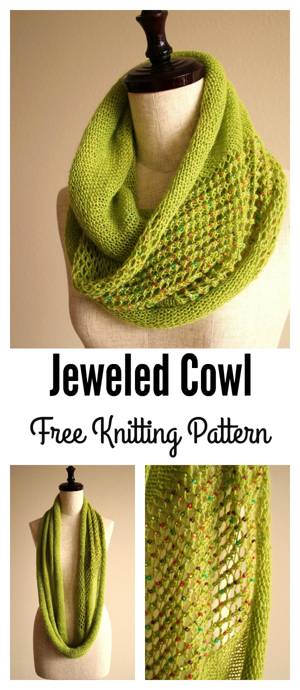 Jeweled Cowl Free Knitting Pattern