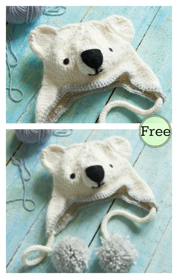 Polar Bear Hat Free Knitting Pattern 