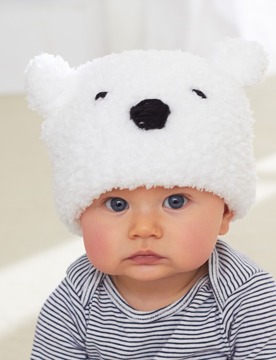 Polar Bear Baby Hat Free Knitting Pattern 