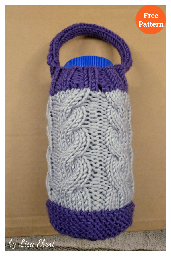 Cabled Water Bottle Carrier Free Knitting Pattern
