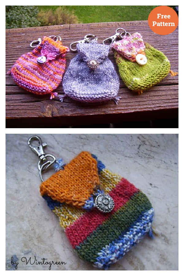 Mini Bag Keychain Free Knitting Pattern 