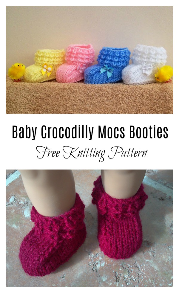 Baby Crocodilly Mocs Booties Free Knitting Pattern