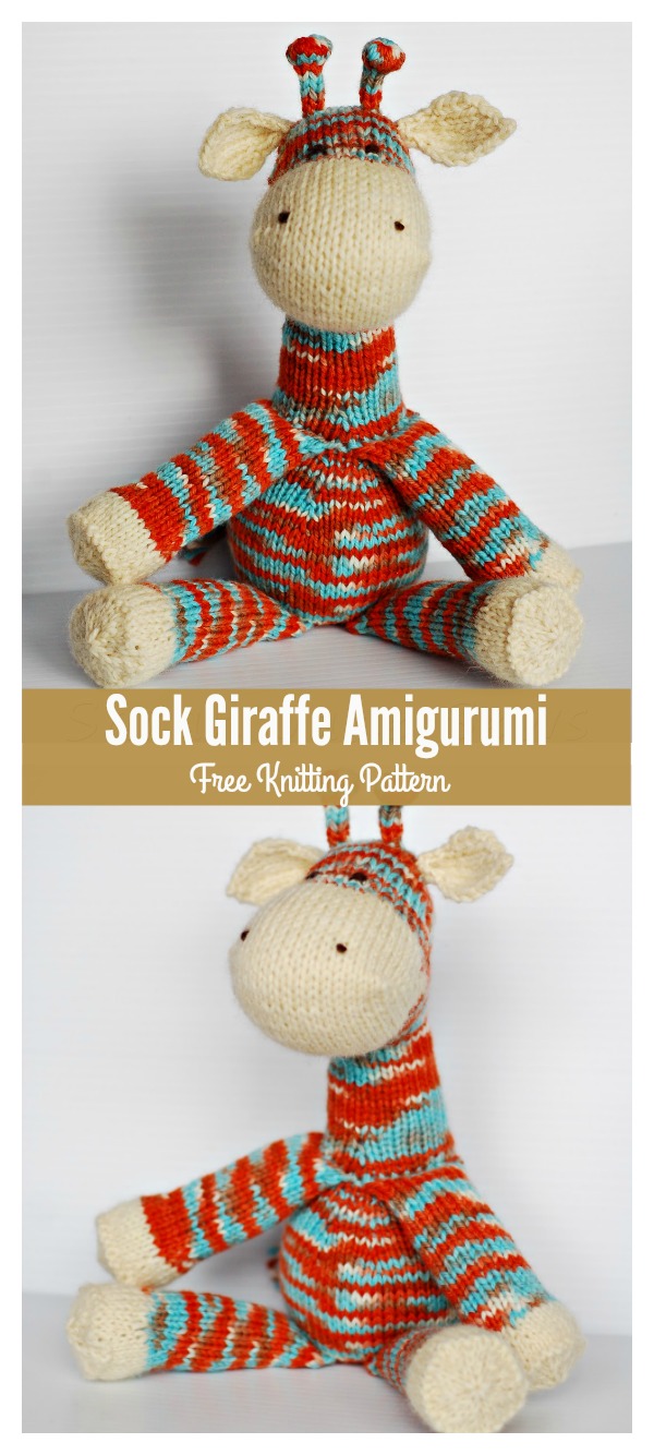 Sock Giraffe Amigurumi Free Knitting Pattern