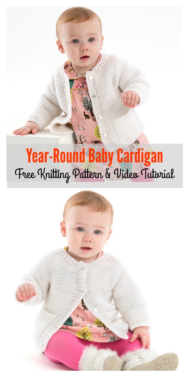 Year-Round Baby Cardigan Free Knitting Pattern and Video Tutorial
