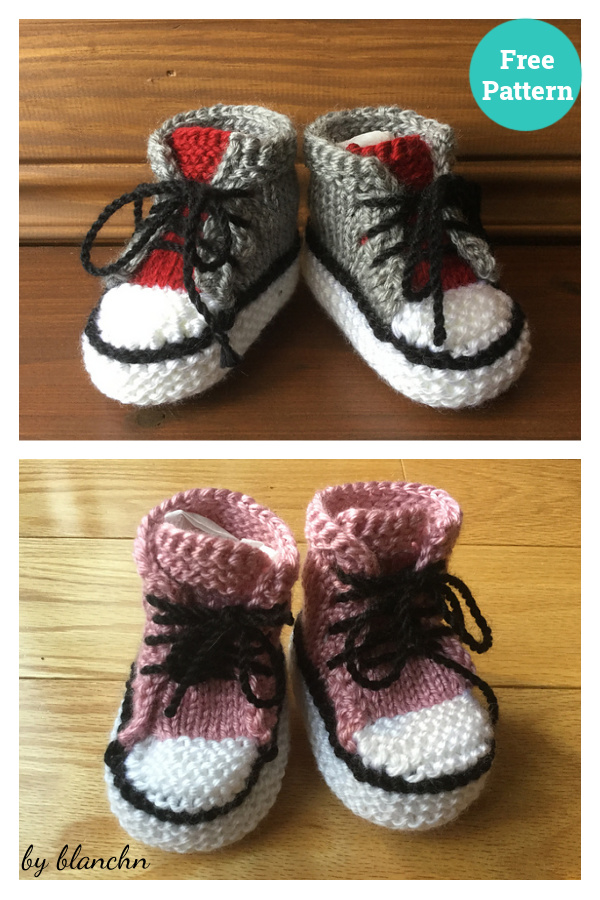 Baby Converse Booties Free Knitting Pattern 