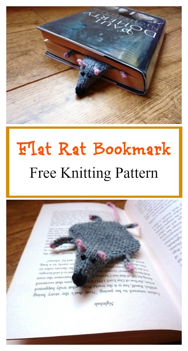 Flat Rat Bookmark Free Knitting Pattern 