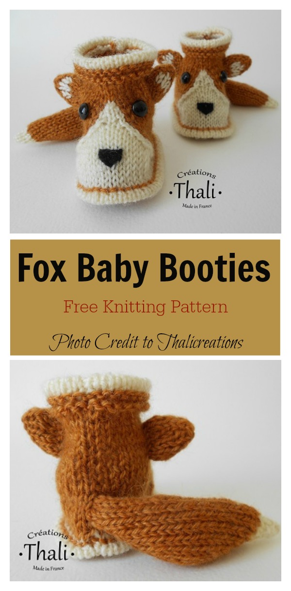 Fox baby Booties Free Knitting Pattern