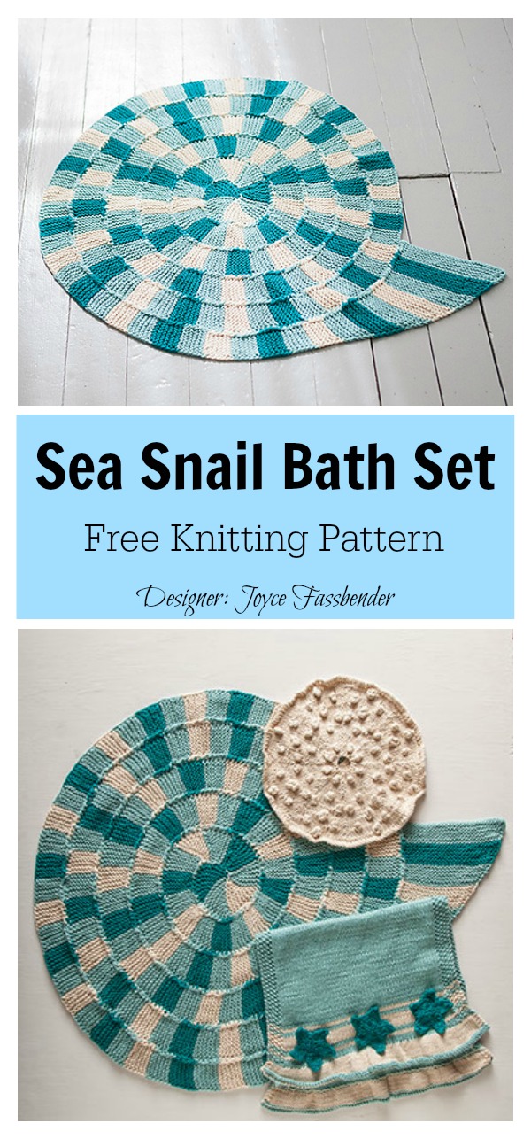 Sea Snail Bath Set Free Knitting Pattern 