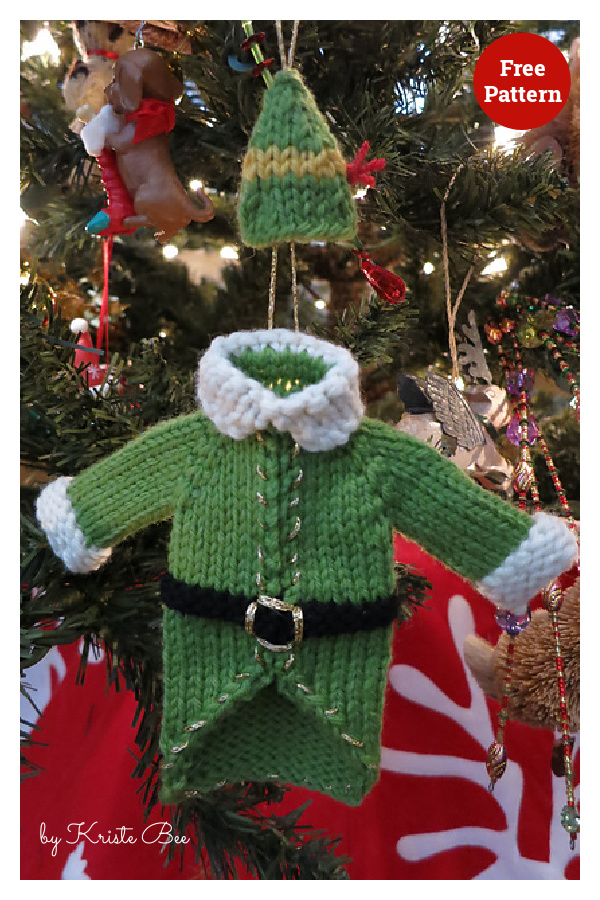 Buddy the Elf Sweater & Hat Ornament Free Knitting Pattern