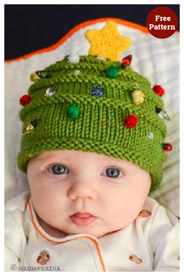 Christmas Tree Baby Hat Free Knitting Pattern