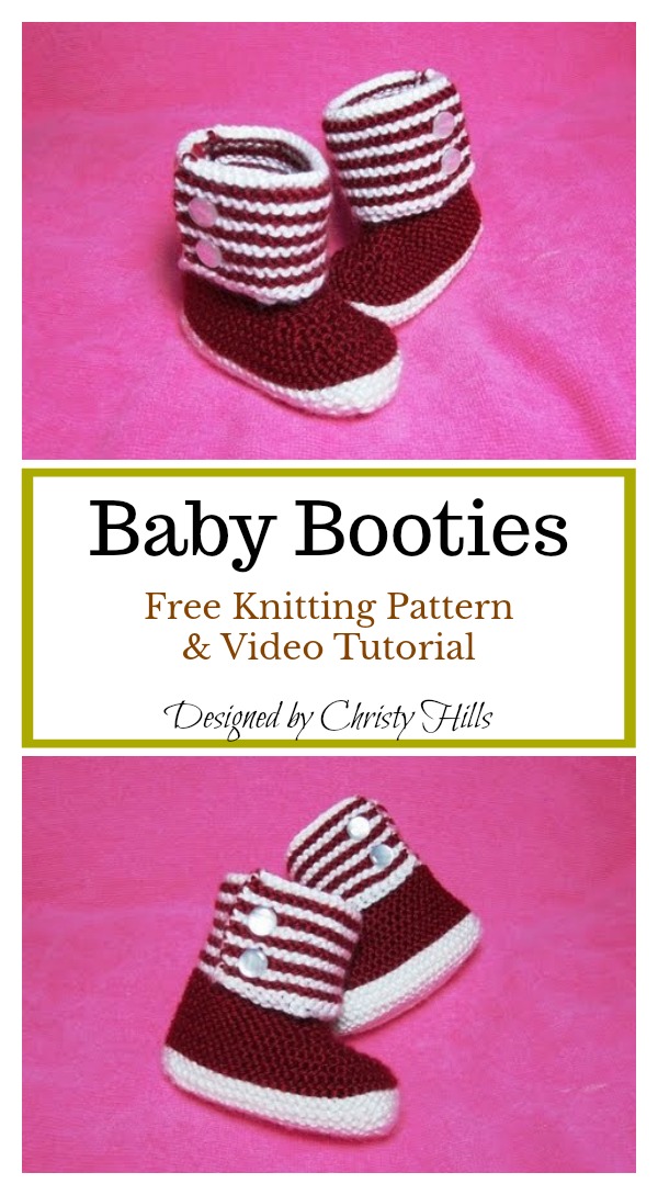 Baby Booties Free Knitting Pattern and Video Tutorial