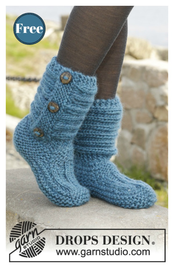 Button Slipper Boots Knitting Pattern