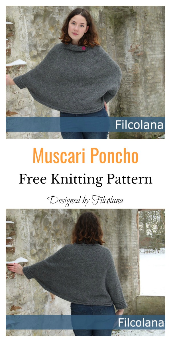 Muscari Sleeved Poncho Free Knitting Pattern