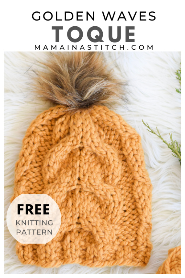Golden Waves Toque Hat Free Knitting Pattern