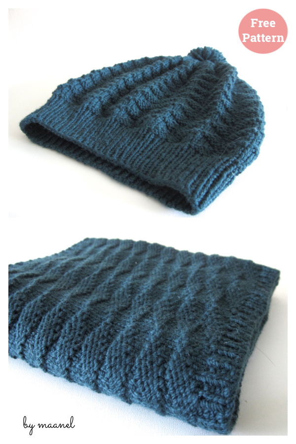 Let's take a walk Cowl and Hat Free Knitting Pattern