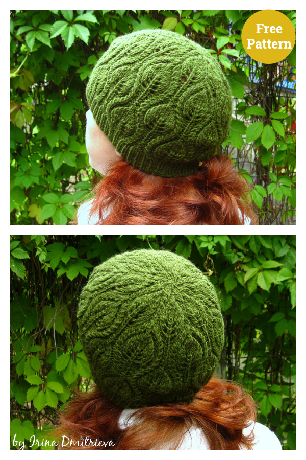 Foliage Beanie Hat Free Knitting Pattern