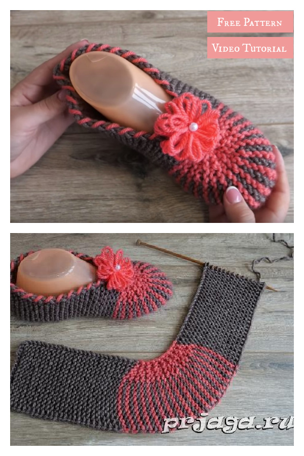 Easy slippers Free Knitting Pattern and Video Tutorial