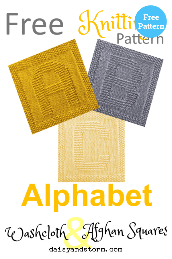 Alphabet Dishcloth or Afghan Squares Free Knitting Pattern