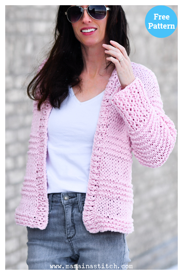 Cotton Candy Beginner Cardigan Free Knitting Pattern