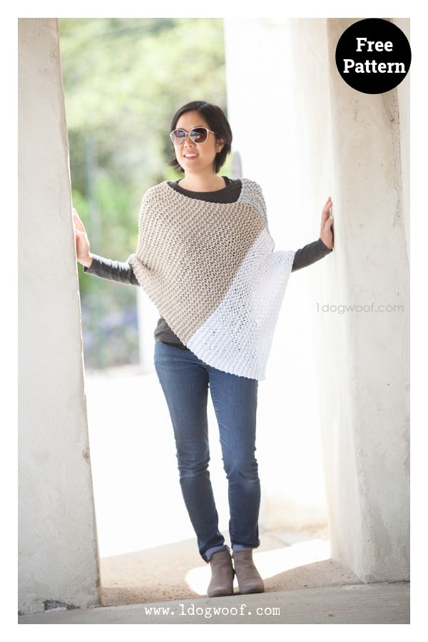 Easy Catalunya Colorblock Poncho Free Knitting Pattern