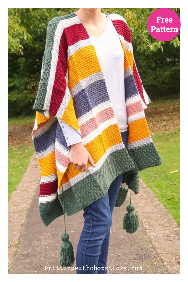 Watercolor Poncho Free Knitting Pattern