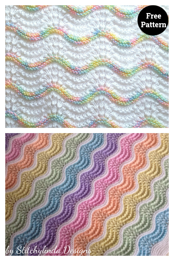 Pastel Rainbow Baby Blanket Free Knitting Pattern 