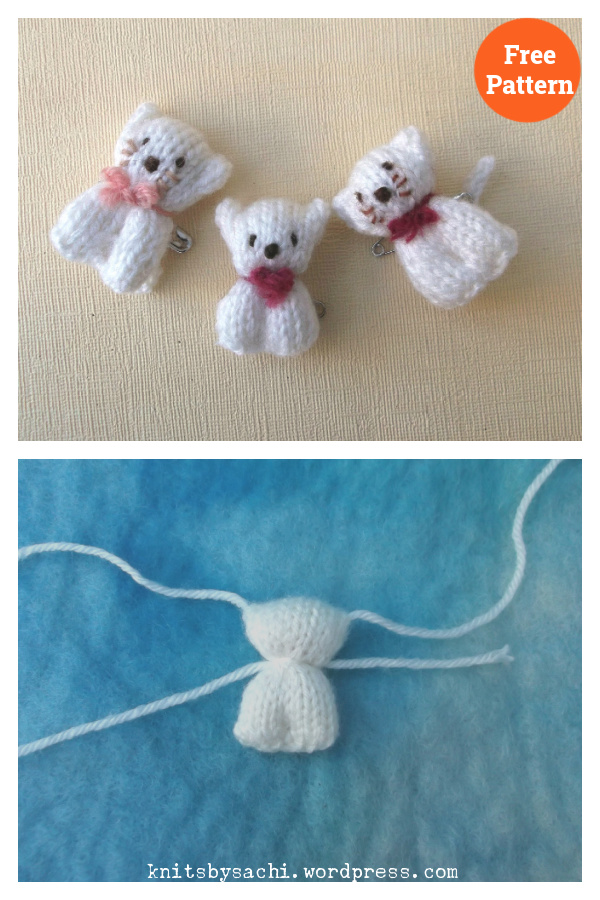 Mini Bear and Cat Free Knitting Pattern 
