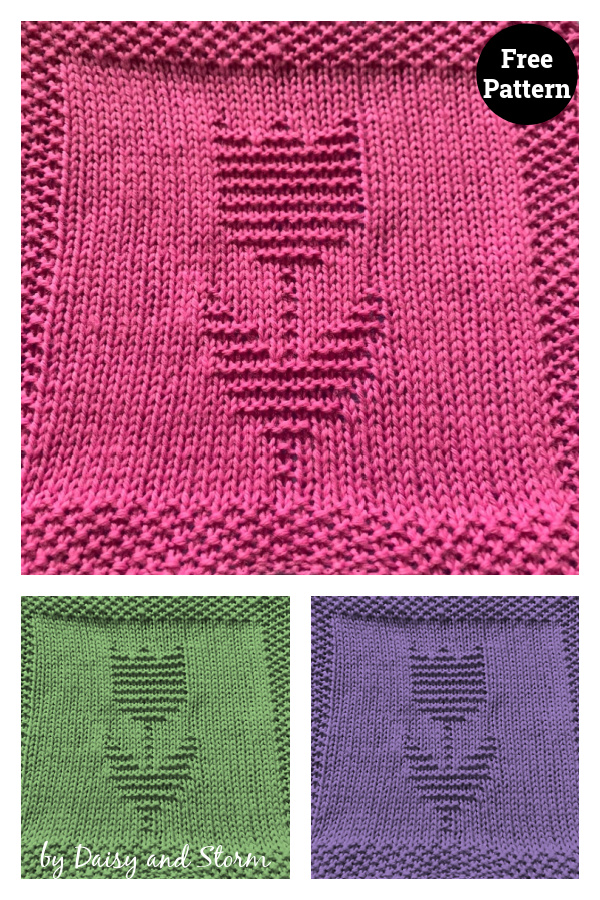 Tulip Flower Square Free Knitting Pattern