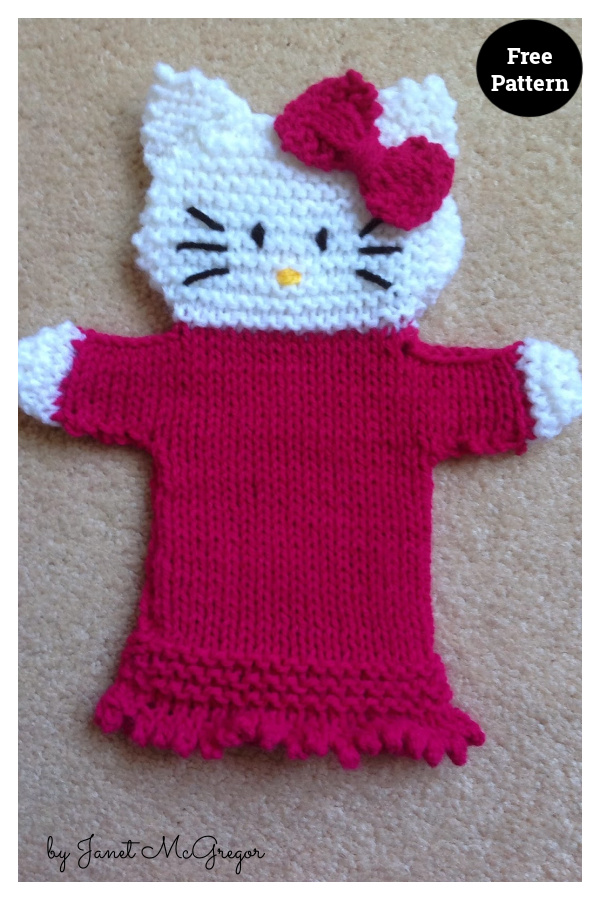 Hello Kitty Hand Puppet Free Knitting Pattern