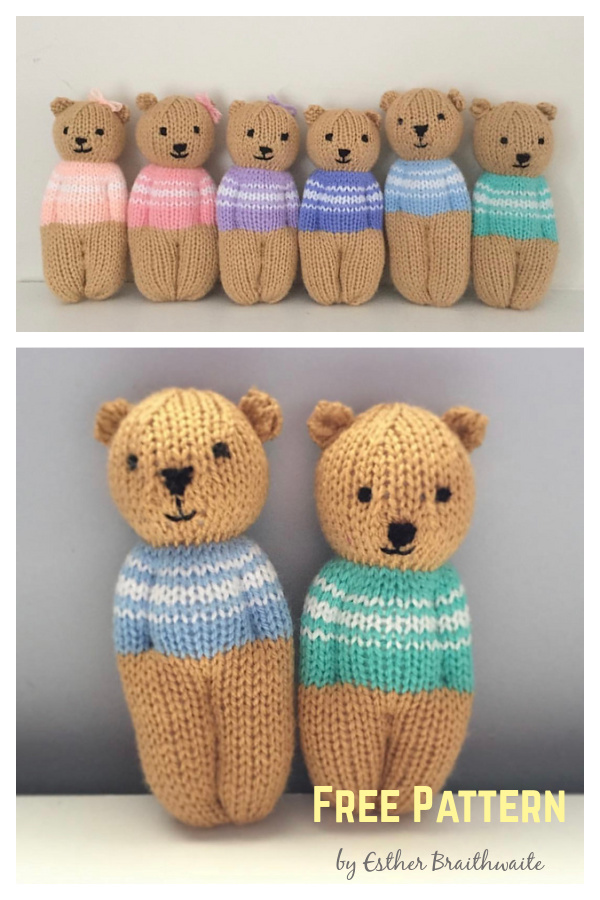 Little Teddy Bear Free Knitting Pattern 