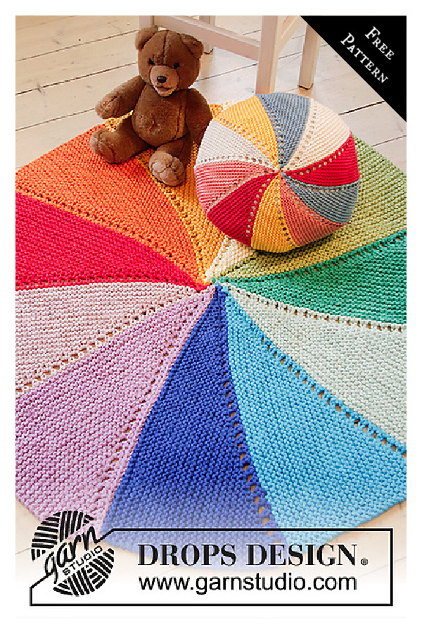 Colour Wheel Round Blanket Free knitting Pattern
