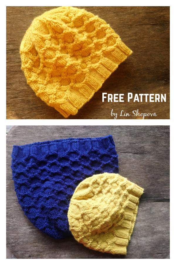 Honeycomb Bumblebee Hat Free Knitting Pattern 