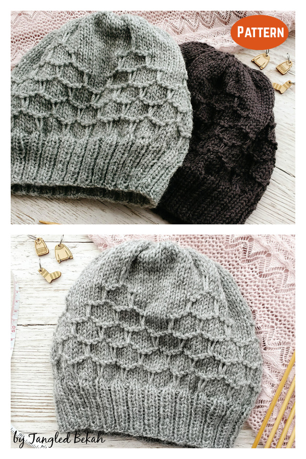 Tangential Honeycomb Hat Knitting Pattern