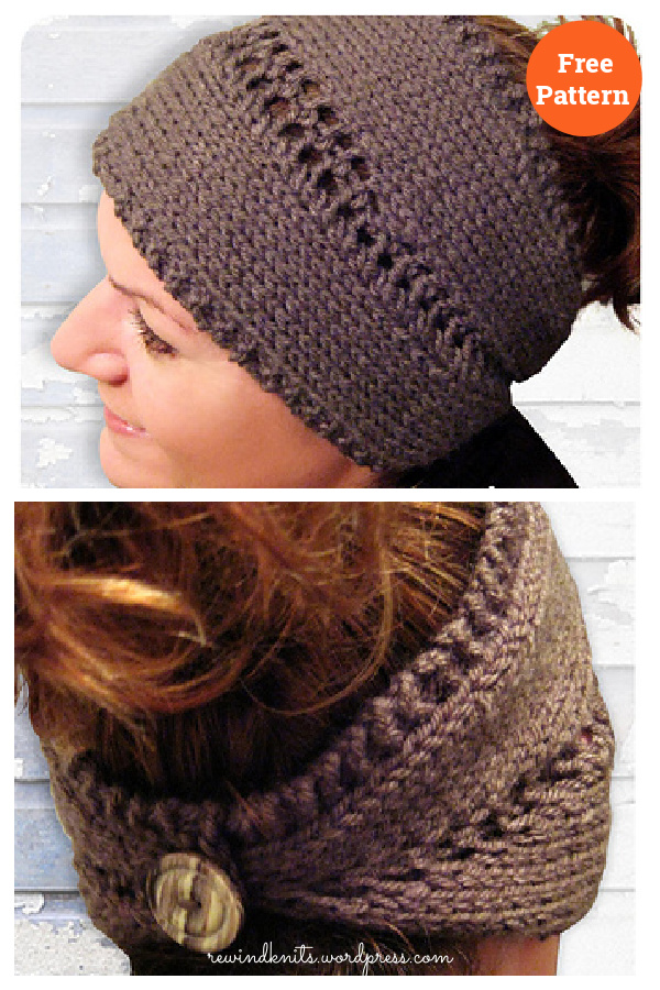 Convertible Center Row Lace Headband or Neck Warmer Free Knitting Pattern