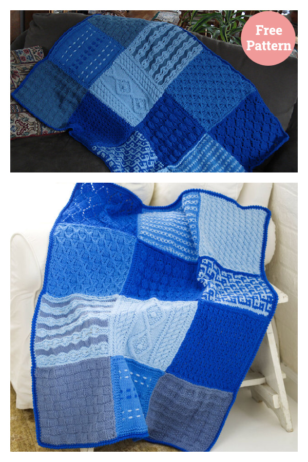 Sampler Afghan Blanket Free Knitting Pattern 