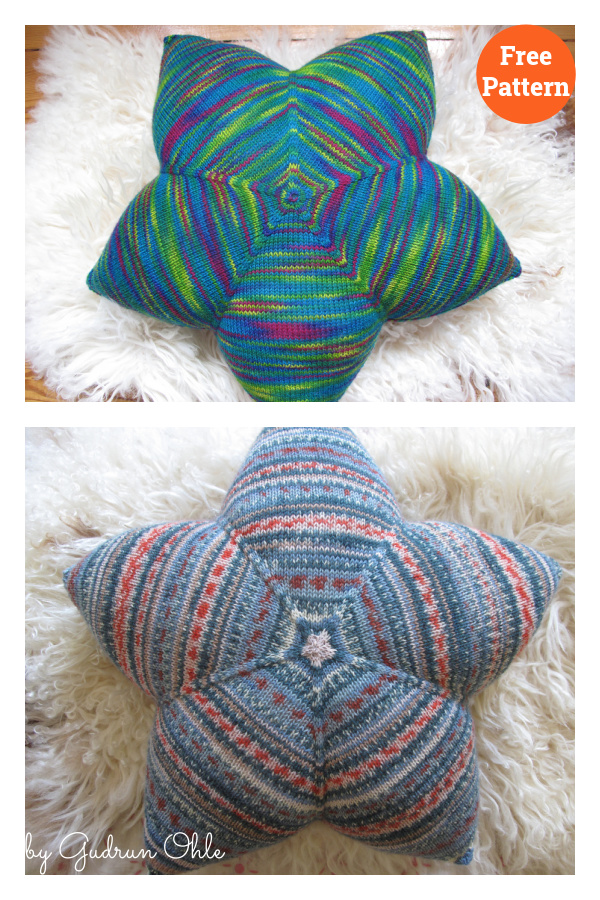 Sternkissen Asterisk Cushion Free Knitting Pattern