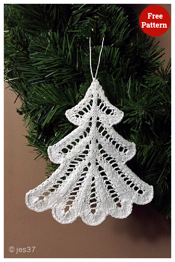 Lace Christmas Tree Ornament Free Knitting Pattern 