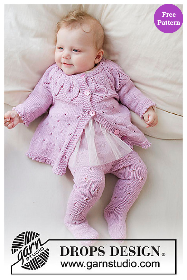 Pink Petals Baby Set Jacket and Tights Free Knitting Pattern