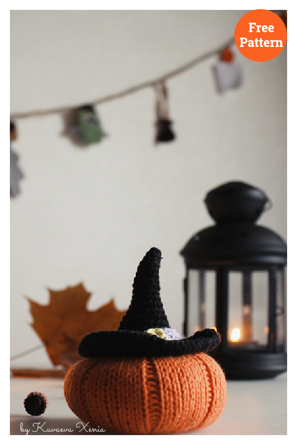 Pumpkin in Hat Free Knitting Pattern