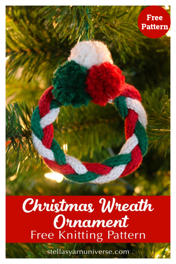Christmas Tree Wreath Ornament Free Knitting Pattern