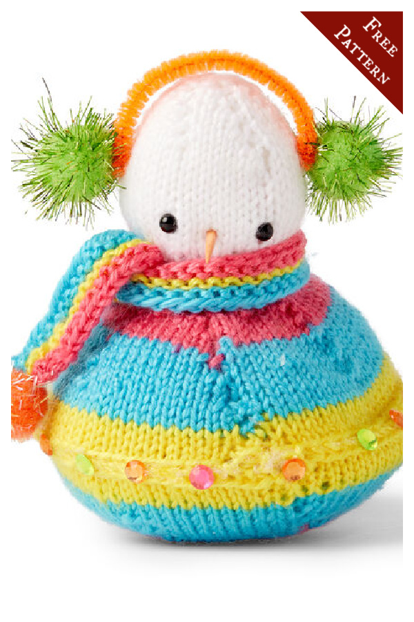 Flying Saucer Snowman Free Knitting Pattern