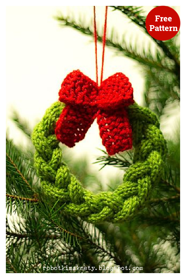 Little Christmas Tree Wreath Free Knitting Pattern 