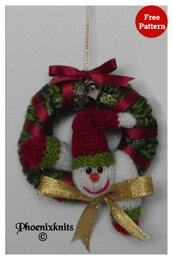 Mini Christmas Wreaths Free Knitting Pattern 