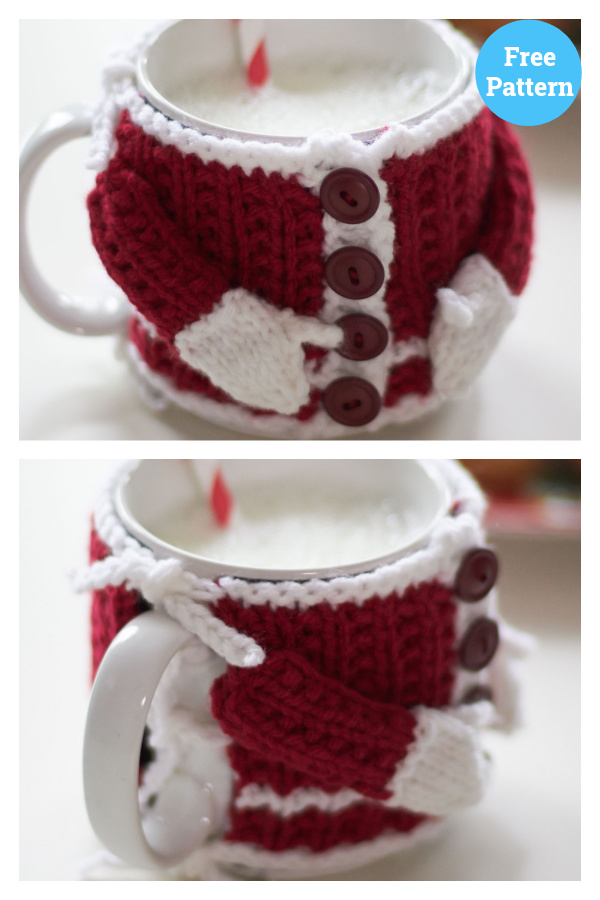 Santa's Mug Cozy Free Knitting Pattern