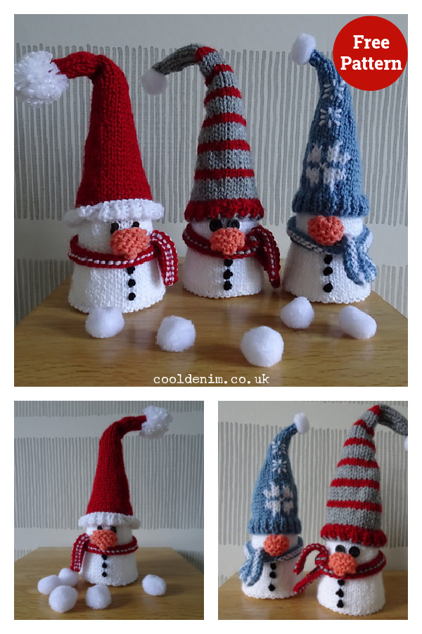 Christmas Cone Snowman Free Knitting Pattern