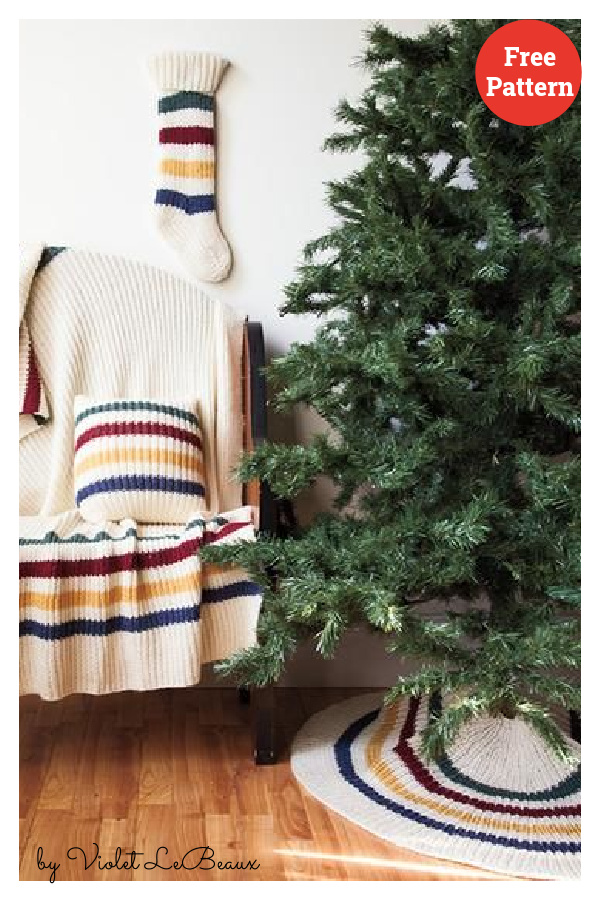 Christmas Stripes Set Free Knitting Pattern