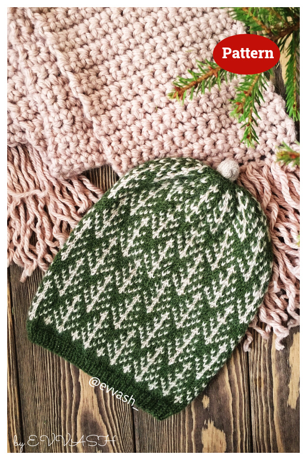 Bini Christmas Trees Hat Free Knitting Pattern